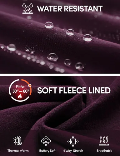 Miniatura 3 de IUGA Pantalones con forro polar para mujer, resistentes al agua, pantalones de senderismo para invierno, leggings acampanados con bolsillos, corte