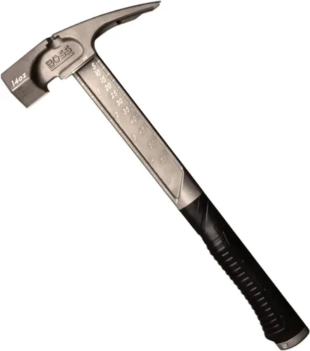 Boss Hammer 14 oz. Martillo de serie Pro de titanio con empuñadura de goma antideslizante sobremoldeada - Grado de construcción, extractores de