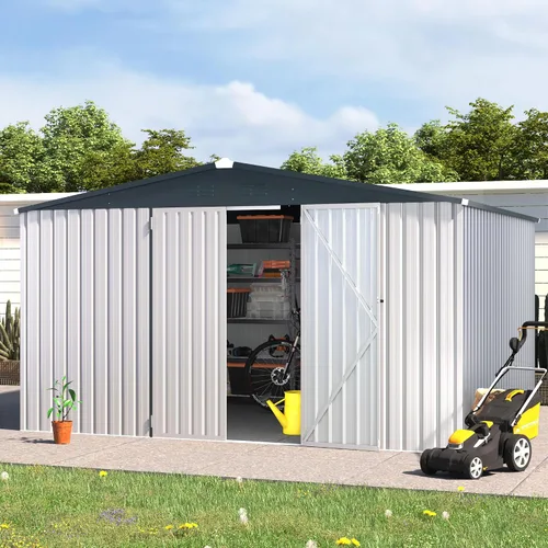 Miniatura 32 de AECOJOY Cobertizo de almacenamiento al aire libre de 5 x 3 pies, pequeño cobertizo de metal con puerta con cerradura, almacenamiento de utilidad