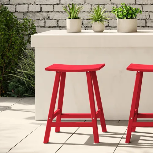 Miniatura 72 de WestinTrends Malibu - Juego de 2 taburetes para sillín para exteriores/patio, 24 alturas, color rojo