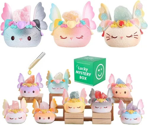 Miniatura 8 de Figuras de caja sorpresa con temática de gato de cristal de diamante, bolsa misteriosa, diseño aleatorio, figuras de acción coleccionables, Gato