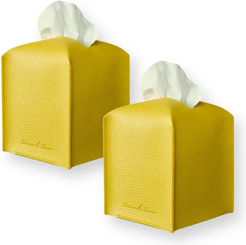 Miniatura 23 de Soporte para caja de pañuelos de piel sintética de alta calidad, elegante funda de caja de pañuelos estilo hotel para decoración del hogar, oficina