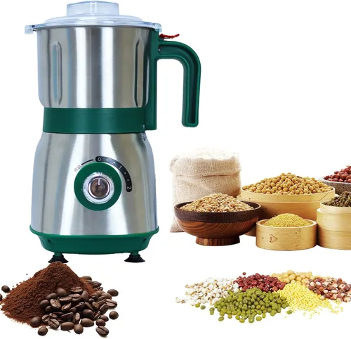 Molinillos eléctricos para especias y nueces, 3 cuchillas de acero inoxidable, 1 filtro, 1 cepillo, molinillo de 500 W para cocina, uso en seco Verde