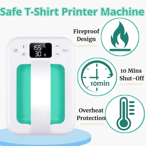 Miniatura 3 de Máquina de prensa de calor para camisetas, mini prensa de calor portátil de 7 x 5 pulgadas, calor rápido y uniforme, máquina impresora de camisetas