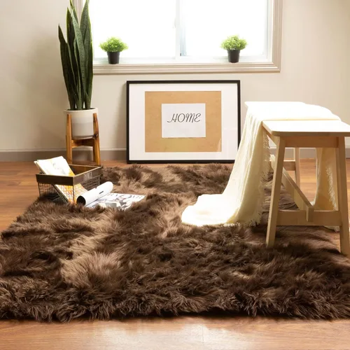 Miniatura 58 de Super Area Rugs - Alfombra de piel de oveja suave y esponjosa Gris oscuro