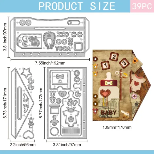 Miniatura 2 de GLOBLELAND Troqueles de Corte de Marco de Página de Sobre de Botella para Bricolaje Scrapbooking Metal Planificador Refuerzo de Agujeros Troqueles