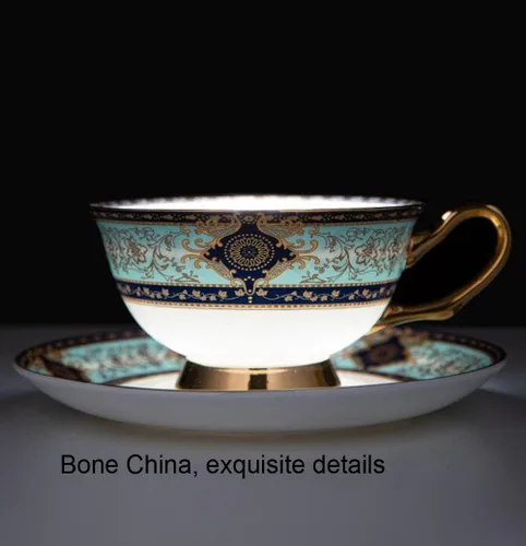 Miniatura 2 de YBK Tech - Juego de tazas y platillos de porcelana de hueso estilo europeo, taza de café de cerámica para el hogar, cocina, boda
