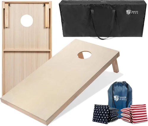 Miniatura 40 de Tailgating Pros Tablas para juego de cornhole - 4 x 2 pies y 3 x 2 pies. Juego de cornhole con estuche de transporte y juego de 8 bolsas de maíz