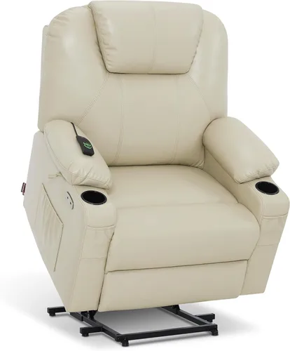 Miniatura 21 de MCombo Sillón reclinable eléctrico con capacidad de elevación, masaje y calor para ancianos, 3 posiciones, 2 bolsillos laterales y portavasos