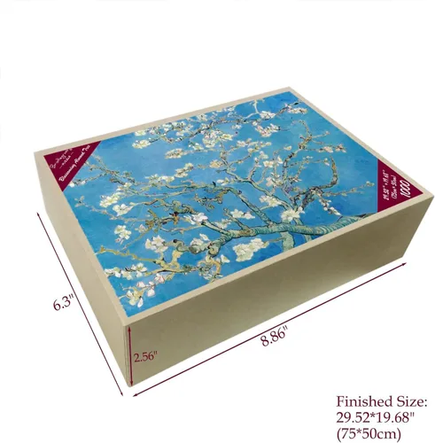 Miniatura 2 de Rompecabezas de madera para adultos, 1000 piezas de pinturas famosas de Van Gogh, regalos de flores de almendra, coleccionables de arte, Flores