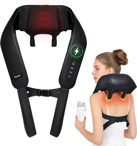 Joyset Masajeador de Cuello y Hombros con Calor, Masajeador Shiatsu Inalámbrico para Cuello y Espalda, Alivio del Dolor de Tejido Profundo, Masaje