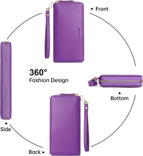 Miniatura 5 de YOUBDM Cartera de mano para mujer con soporte para tarjeta de crédito, cartera de cuero suave con correa para la muñeca