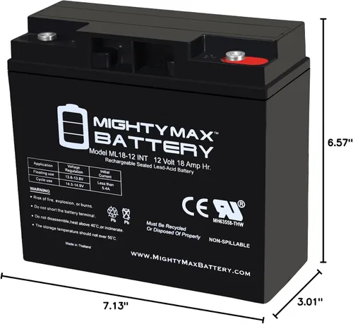 Miniatura 8 de Mighty Max Battery Batería de repuesto de rosca interna SLA de 12V 18AH para ES1230