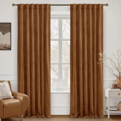 Miniatura 20 de LAMIT - Paneles de terciopelo beige para sala de estar de 72 pulgadas de largo, elegantes cortinas aisladas térmicamente e insonorizadas