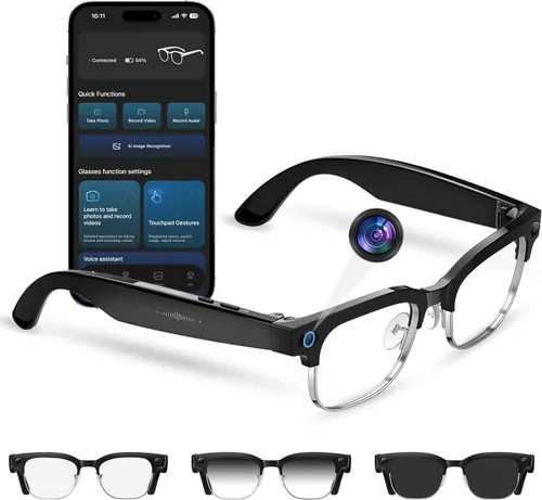 Miniatura 9 de Lentes de cámara inteligente AI con cámara HD de 8 MP, fotos 4K y video de 1080P, antivibración, llamadas de música y Bluetooth, traducción