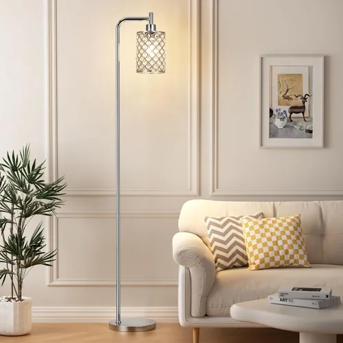 Miniatura 10 de Ziisee Lámparas de pie para sala de estar, lámpara de pie con pantalla de vidrio ámbar, lámpara de pie moderna con bombillas LED, lámpara de pie