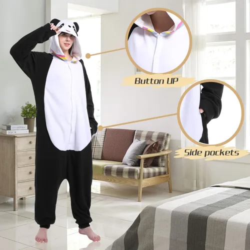 Miniatura 4 de Pijama de una pieza de panda para adultos, disfraz de Halloween, disfraz de Navidad, ropa de descanso