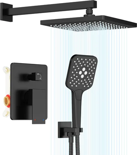 Miniatura 8 de Gabrylly Sistema de ducha dorado, juego de grifo de ducha montado en la pared para baño con cabezal de ducha de lluvia de alta presión de 10 Oro