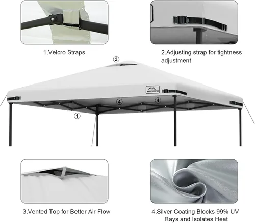Miniatura 27 de KAMPKEEPER Cubierta de Repuesto Superior para Carpa Toldo Emergente con Ventilación de Aire y Correa Elástica Ajustable, Poliéster Resistente a Azul
