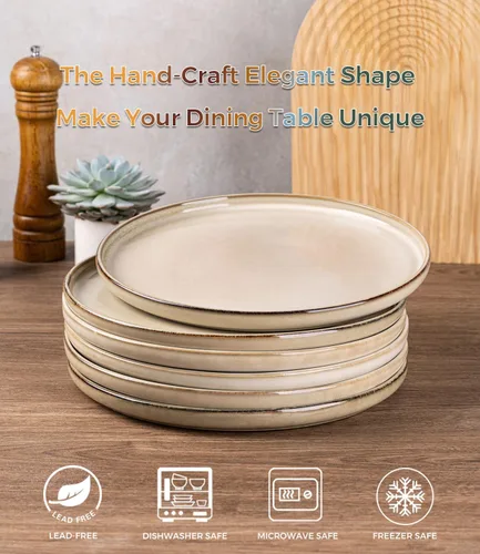 Miniatura 9 de Juego de platos de cerámica AmorArc, juego de 6, platos de 8.5 pulgadas de esmalte reactivo de gres, platos para postre, ensalada, aperitivo, cena