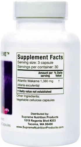 Miniatura 3 de Supreme Nutrition Alaria Supreme, 90 cápsulas vegetarianas Pure Atlantic Wakame
