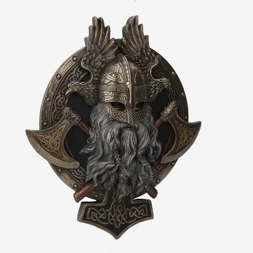 Miniatura 3 de Veronese Design 10 5/8" escultura de Valhalla de la placa de pared vikinga resina bronceada fundida en frío