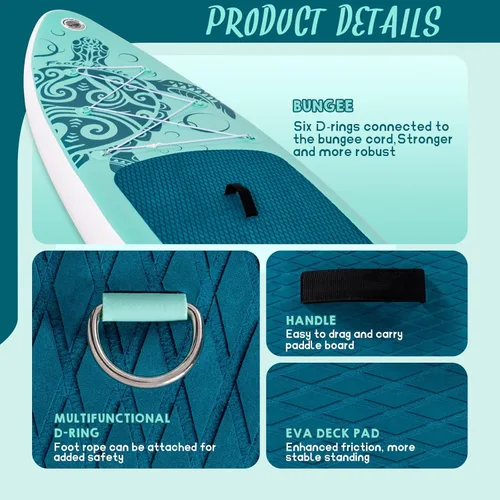Miniatura 3 de FEATH-R-LITE Tabla de paddle surf inflable ultraligera de 10 pies x 30 pulgadas/10 pies 6 pulgadas x 33 pulgadas, para todos los niveles de Tortuga