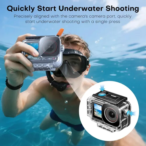 Miniatura 5 de REYGEAK Funda impermeable para DJI Osmo Action 5Pro/4/3,164FT/50M Kit de buceo de carcasa protectora subacuática, carcasa de buceo con interfaz