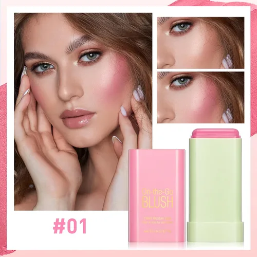Miniatura 2 de Barra de rubor para mejillas – Varita de rubor de maquillaje en crema, barra hidratante sólida para tinte de mejillas, natural, mezclable