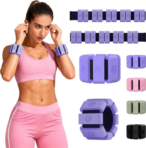 Miniatura 31 de Pesas de muñeca ajustables para mujeres y hombres, pesas de pierna para mujeres de 0.75lb-1lb-1.3lb cada una para caminar, yoga, danza, barre