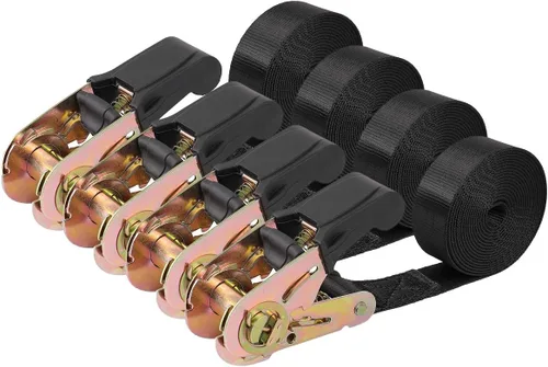 Correas de Amarre de Trinquete Sin Fin para Carga Pesada, Correa Negra de Nailon Resistente con Trinquete de Sujeción, Accesorios de Resorte para