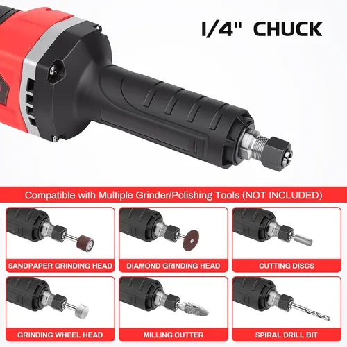 Miniatura 8 de Amoladoras inalámbricas para batería Milwaukee M18 de 18 V, motor sin escobillas de hasta 25000 RPM, pinza de 1/4 pulgadas para pulido, corte