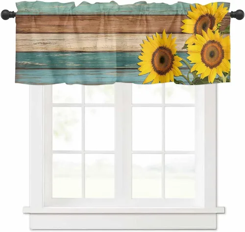 Miniatura 8 de Cenefas de cortina de otoño de calabaza naranja azul gris para ventanas de sala de estar, cenefas de cortina de Acción de Gracias para dormitorio
