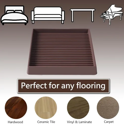 Miniatura 2 de Copas cuadradas de goma para muebles de 4 x 4, almohadillas antideslizantes para muebles, tapones de cama con agarre, protegen cualquier suelo