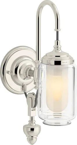 Miniatura 6 de KOHLER Artifacts - Lámpara de tocador de baño, aplique de pared, solo luz descendente, certificación UL, 1 luz, ajustable, bronce cepillado vibrante