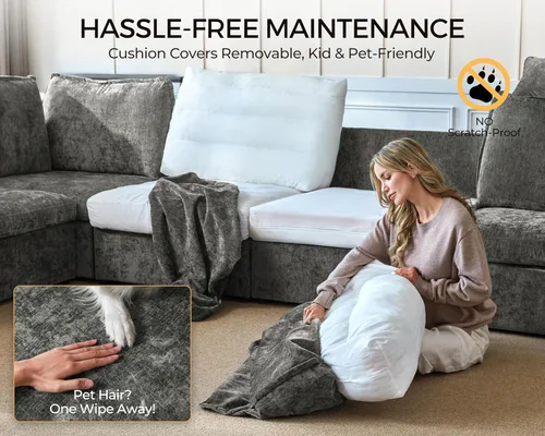 Miniatura 4 de Sofá modular de gran tamaño con sillón reclinable de doble potencia, sofá reclinable en nube con reposacabezas, cajón de almacenamiento, portavasos