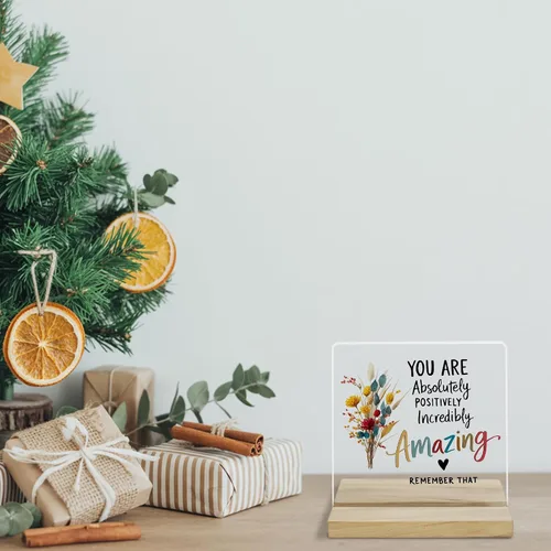 Miniatura 5 de Regalos de aliento para mujeres, señal decorativa, placa acrílica "You Are Amazing", señal "You Are Loved" de JAXXERO