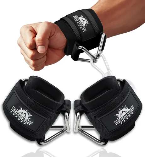 Miniatura 17 de Puños ajustables para muñeca de neopreno con correas acolchadas para equipos de entrenamiento de fuerza con máquinas de cable