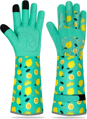 Miniatura 16 de Guantes largos de jardinería para mujer, guantes de cuero a prueba de espinas, guantes de trabajo transpirables para mujeres, patio, exteriores