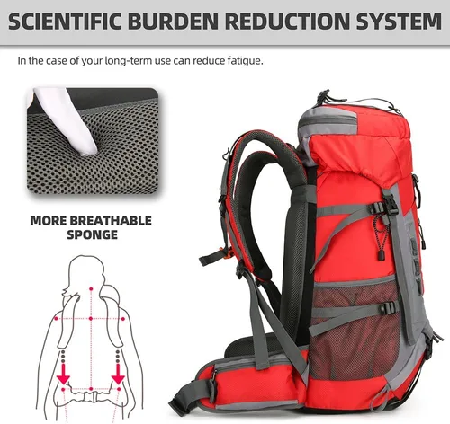 Miniatura 2 de King'sGuard Mochila de senderismo de 60 L para hombres y mujeres, mochila ligera para acampar y senderismo con cubierta para la lluvia, mochila