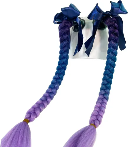 2 piezas de coletas para casco de motocicleta, cola de caballo para casco de bicicleta, trenzas para cualquier casco/diseño reutilizable con ventosa