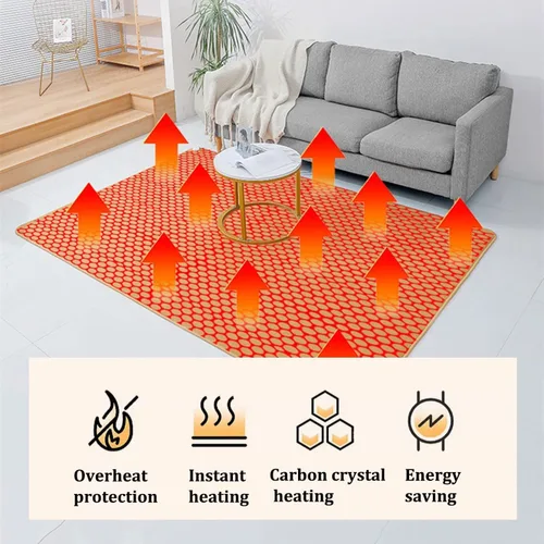 Electric Heated Area Rug, Indoor Floor Heater, Heated Rug Under Desk, 12-Hour Timing, 60 Adjustable Temperature Levels, for Office/Home(80 * 200CM)