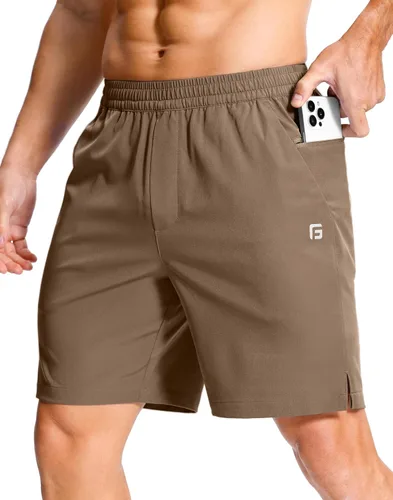 Miniatura 41 de GGJ Pantalones cortos deportivos ligeros para hombre con 2 bolsillos con cremallera de 7/5/9 pulgadas, pantalones cortos de tenis de secado rápido
