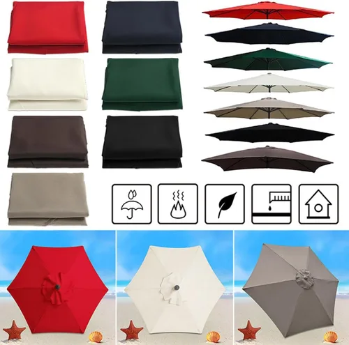 Miniatura 6 de Toldo de repuesto para sombrilla de patio para 6 varillas / 8 varillas de 6.5 pies/9 pies/10 pies, fundas de repuesto para sombrilla de mesa