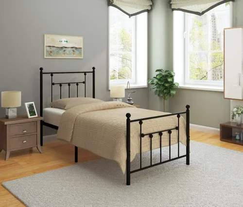 Miniatura 4 de Golden Gate Beds - Estructura de cama plataforma de metal estilo victoriano con cabecera y pie de cama de hierro forjado antiguo, base de colchón