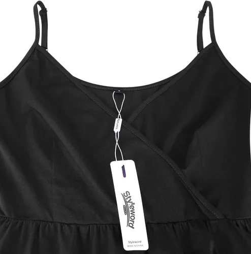 Miniatura 4 de STYLEWORD - Vestido informal de verano para mujer, diseño acampanado, con vuelo y floral, con cuello en V, tirantes delgados y bolsillos, unicolor