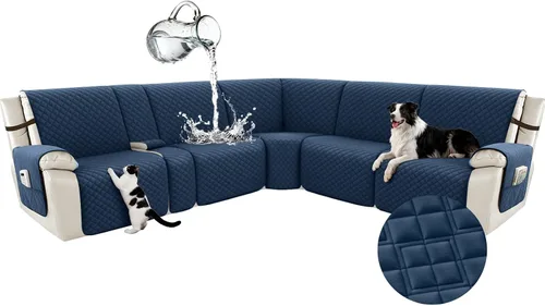 Miniatura 105 de Arfntevss Fundas para sofá seccional reclinable para sofá seccional en forma de L, funda antideslizante lavable para sofá reclinable con forma de L