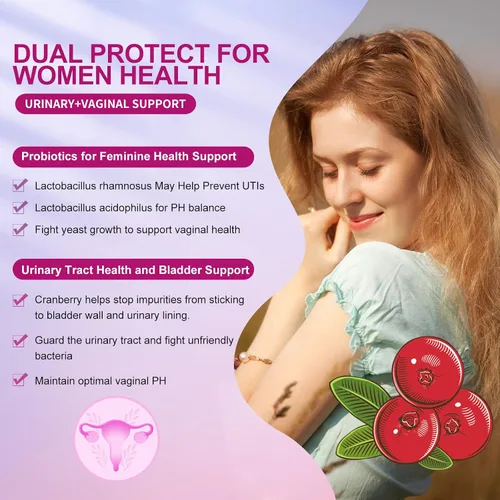 Miniatura 5 de OMOGS 2 probióticos para mujer, con extracto de arándano, prebióticos orgánicos y vitamina C, 90 mil millones de UFC, 18 cepas, ayudan a aumentar