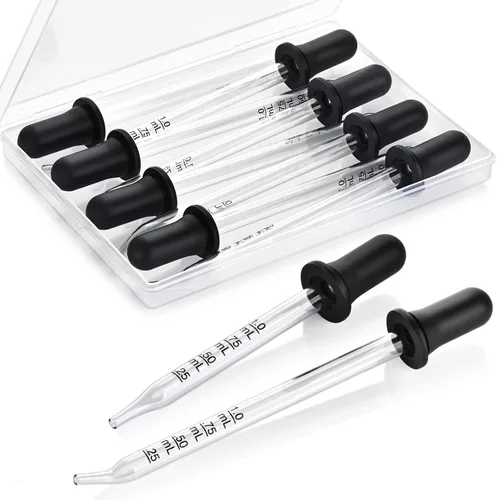 Miniatura 10 de Herain Cuentagotas de Vidrio, Cuentagotas para Oídos y Ojos - Puntas Curvas y Rectas, Cuentagotas de 1ml para Aceites Esenciales, Laboratorio