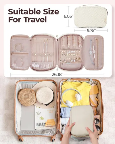 Miniatura 26 de BAGSMART Estuche organizador de joyería, de viaje para collar, aretes, anillos, brazalete